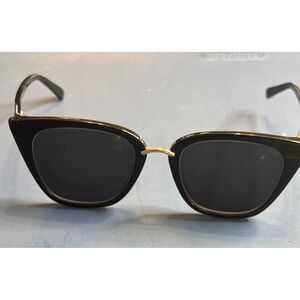 Women's Black With Gold Accent Tone Sunglasses